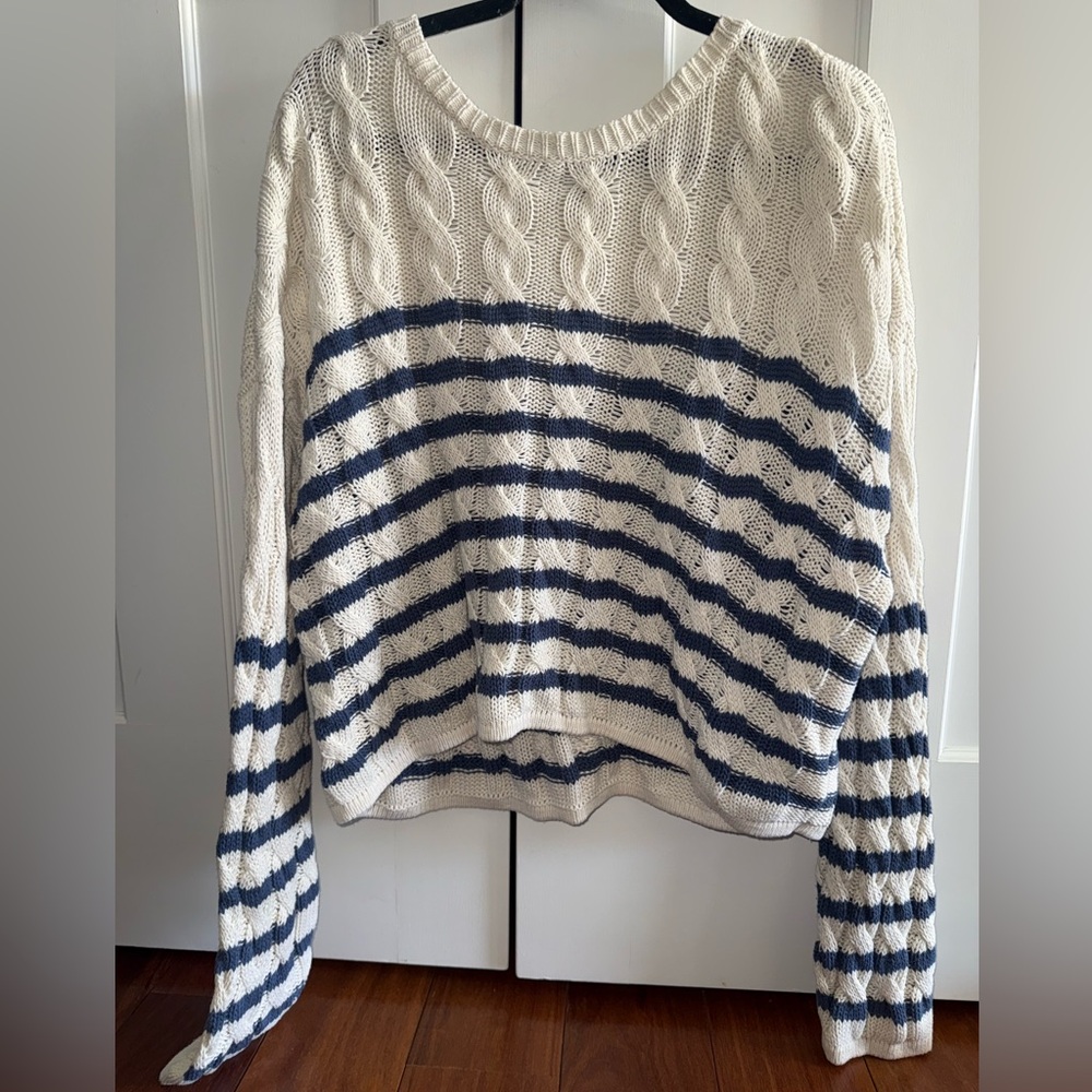 Striped Cable Knit Sweater